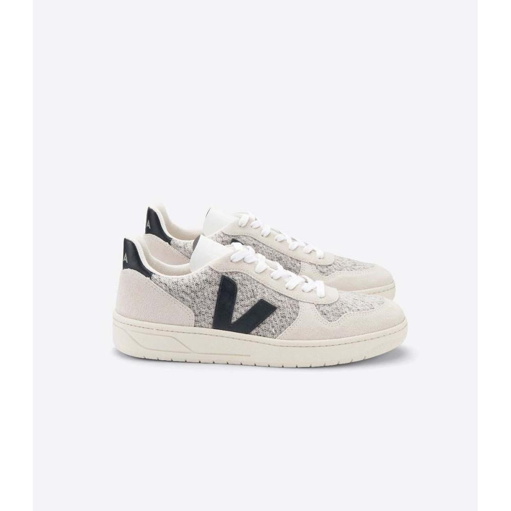 Veja V-10 FLANNEL Women\'s Sneakers White/Black | NZ 643ZUT